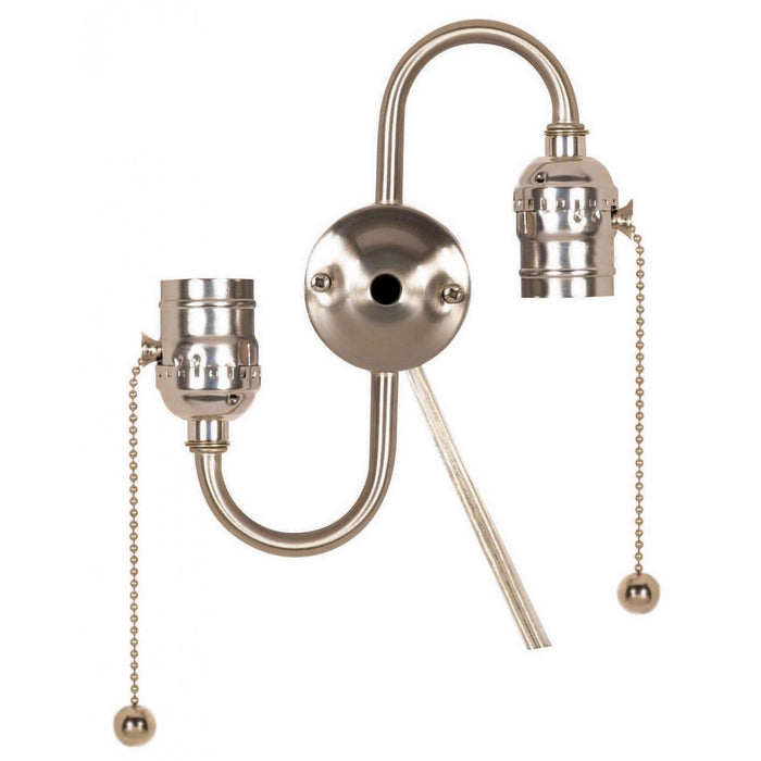 Satco 80-1269 Twin Pull Chain Brite Gilt With End Ball, Brite Gilt / Satin Nickel