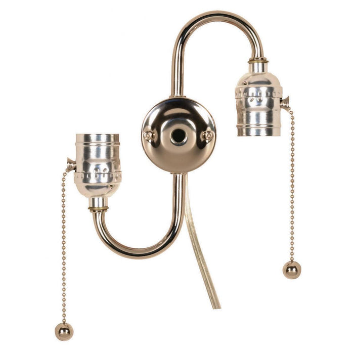 Satco 80-1270 Twin Pull Chain Brite Gilt With End Ball, Brite Gilt / Nickel