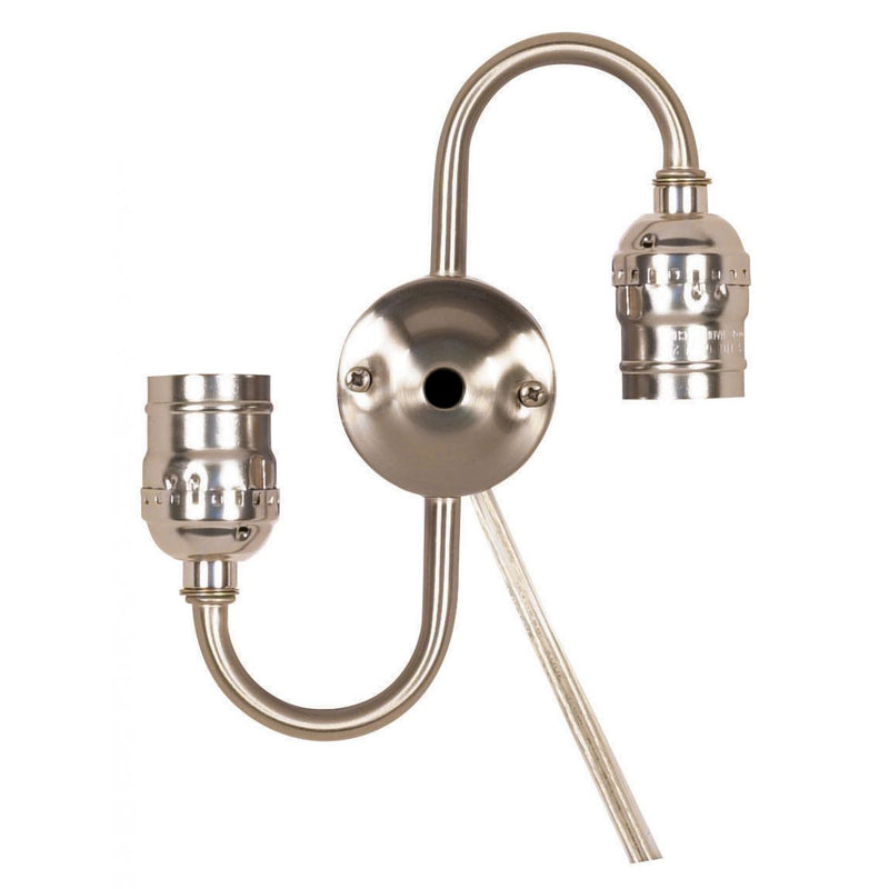 Satco 80-1271 Twin Keyless Steel "S" Cluster, Satin Nickel