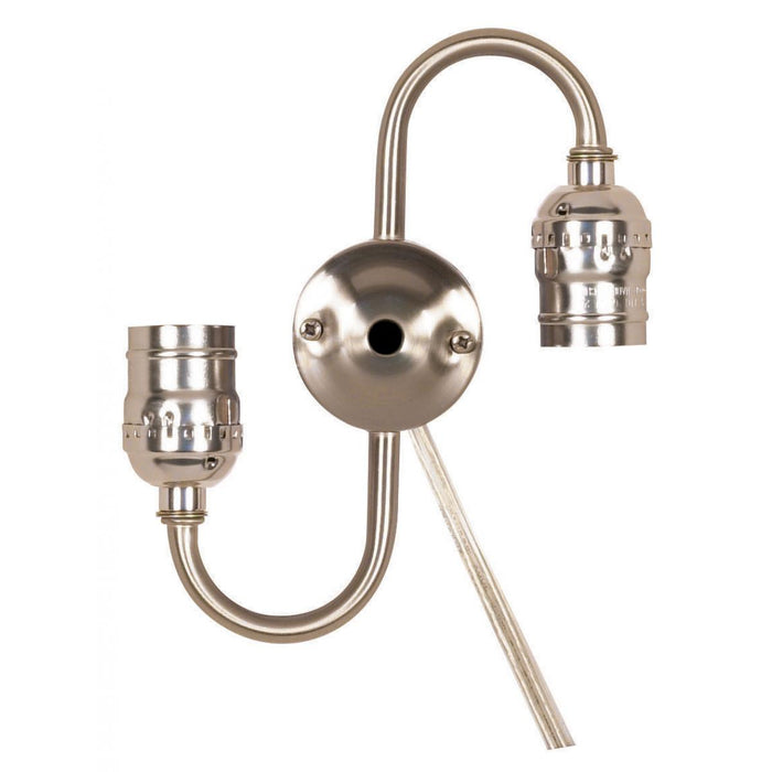 Satco 80-1271 Twin Keyless Steel "S" Cluster, Satin Nickel