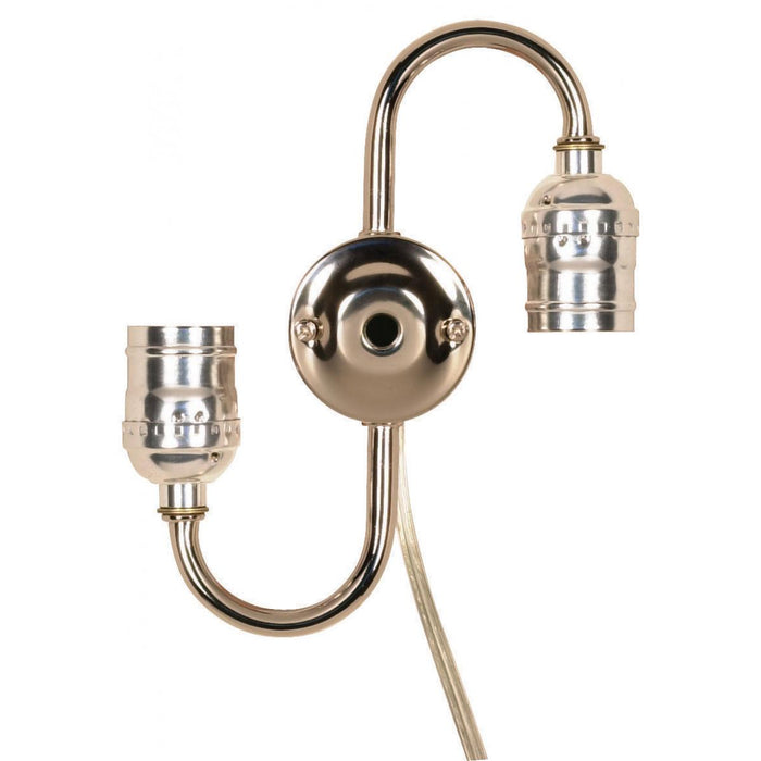 Satco 80-1272 Twin Keyless Steel "S" Cluster, Nickel