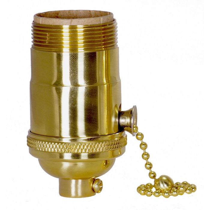 Satco 80-1291 On-Off Pull Chain Socket, Polished Brass