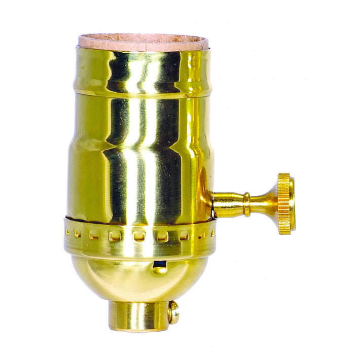 Satco 80-1179 On-Off Turn Knob Socket W/Removable Knob, Polished Brass