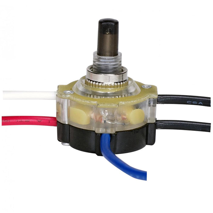 Satco 80-1358 3-Way Lighted Push Switch, Nickel Plated
