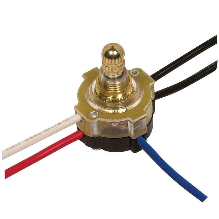 Satco 80-1361 3-Way Lighted Rotary Switch, Brass Plated