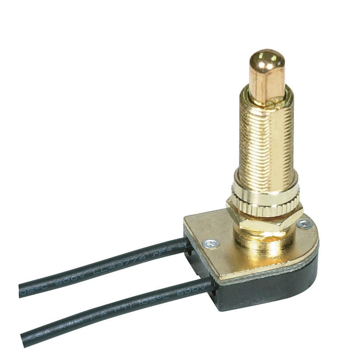 Satco 80-1367 On-Off Metal Push Switch, Brass Plated