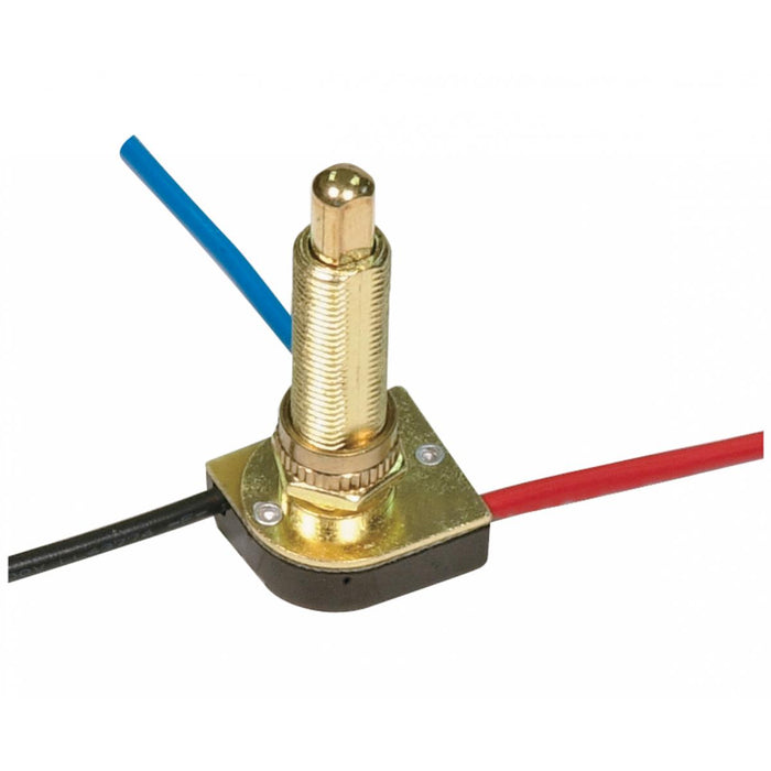 Satco 80-1369 3-Way Metal Push Switch, Brass Plated