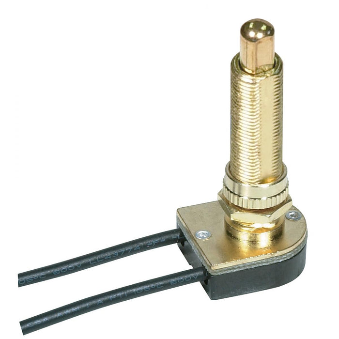 Satco 80-1409 On-Off Metal Push Switch, Brass Plated