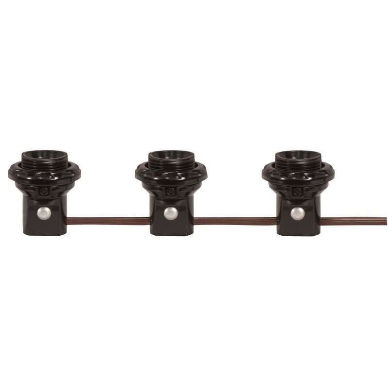Satco 80-1474 3-Light Phenolic Threaded Candelabra Harness Set, Black