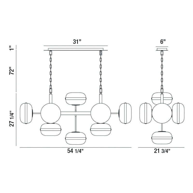 Eurofase 37089-016 Ten Light Chandelier, Brass