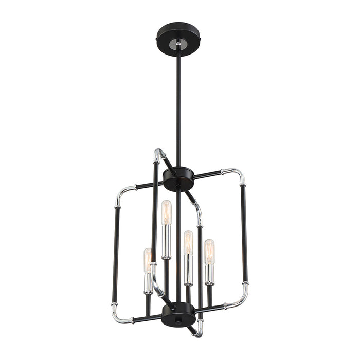Eurofase 37128-012 Four Light Chandelier, Chrome/Black