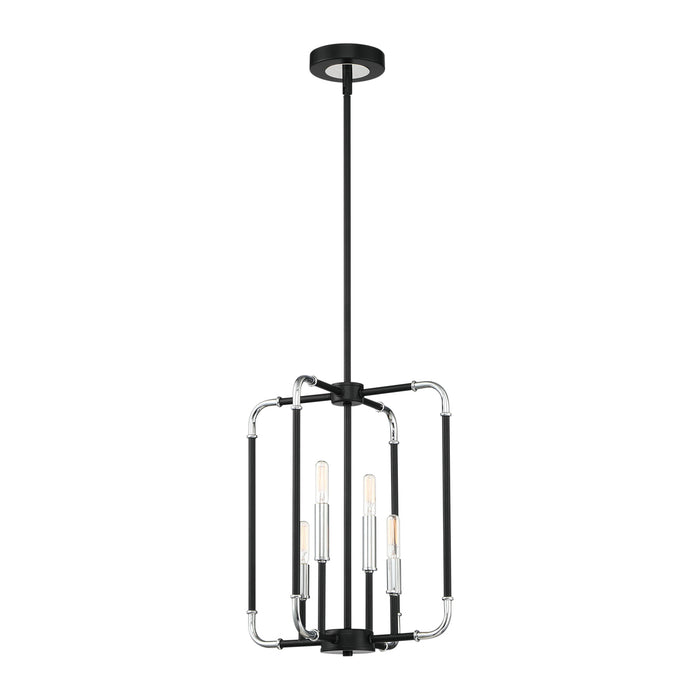 Eurofase 37128-012 Four Light Chandelier, Chrome/Black