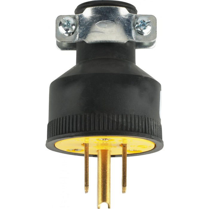 Satco 80-1688 3 Prong Rubber Plug With Metal Grip, Black