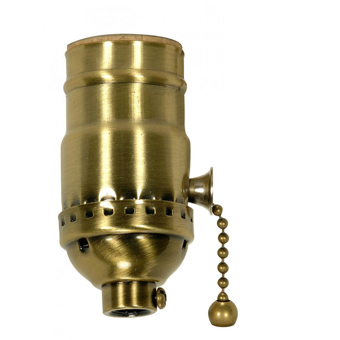 Satco 80-1739 On-Off Pull Chain Socket, Satin Brass