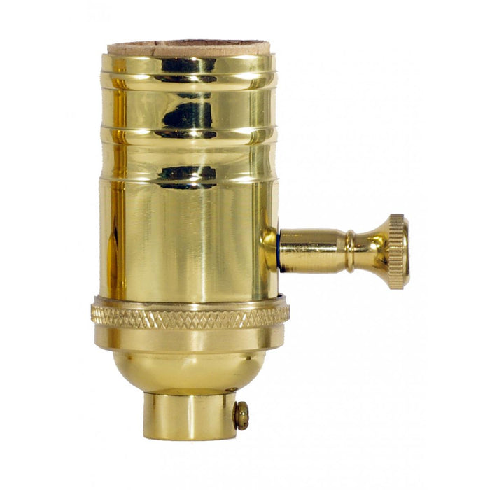 Satco 80-1795 Full Range Turn Knob Dimmer Socket With Removable Knob, Polished Brass