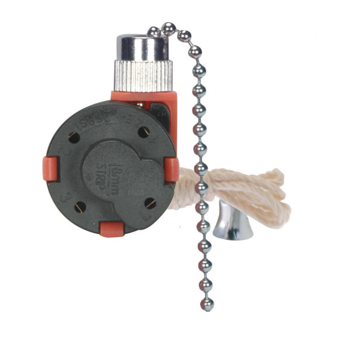Satco 80-1983 3 Speed Ceiling Fan Switch, Nickel Plated