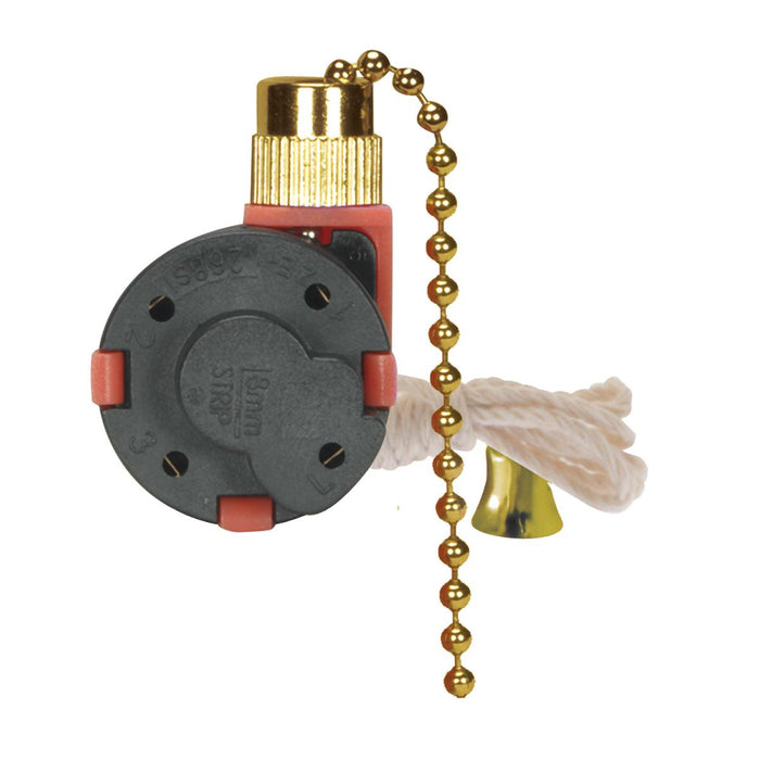 Satco 80-1994 4 Speed Ceiling Fan Switch, Brass Plated