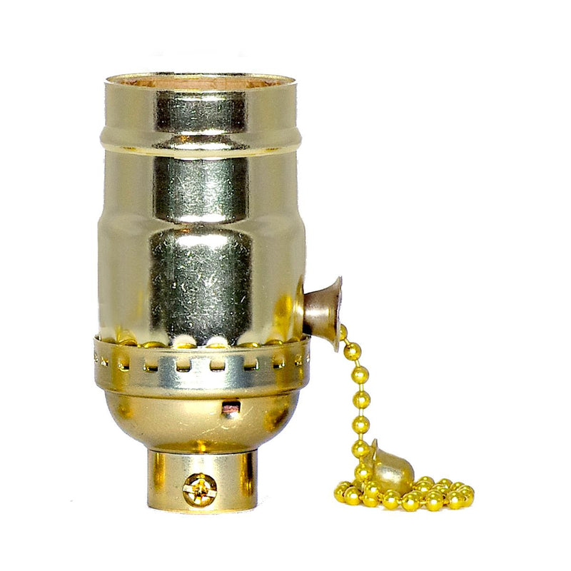 Satco 80-2186 On-Off Pull Chain Socket, Brite Gilt