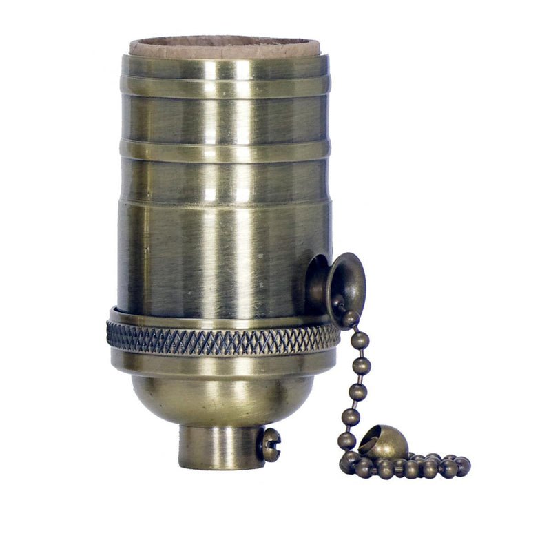 Satco 80-2210 On-Off Pull Chain Socket, Antique Brass