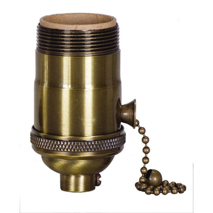 Satco 80-2216 On-Off Pull Chain Socket, Antique Brass