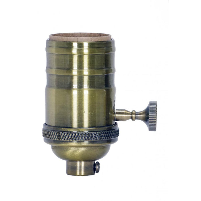 Satco 80-2217 On-Off Turn Knob Socket, Antique Brass