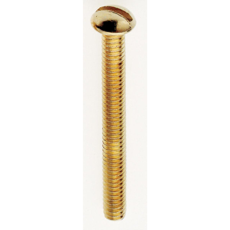 Satco 90-028 Round Head Slotted Machine Screw, Brass Plated