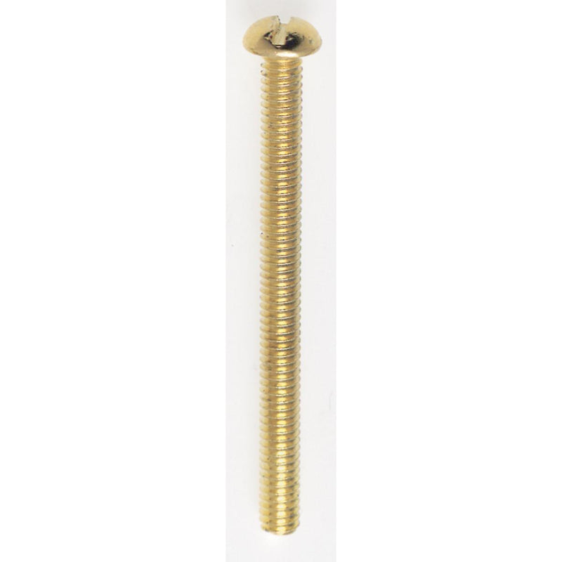 Satco 90-030 Round Head Slotted Machine Screw, Brass Plated