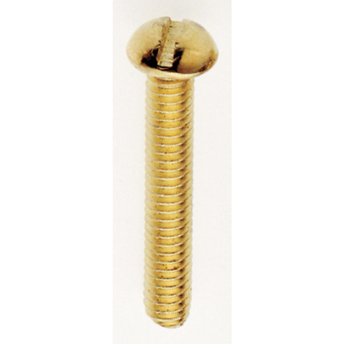 Satco 90-027 Round Head Slotted Machine Screw, Brass Plated