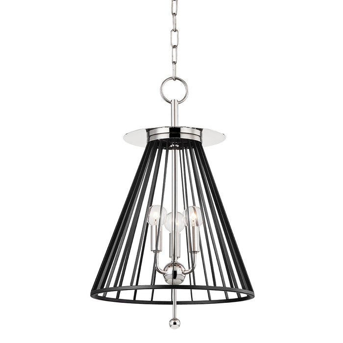 Hudson Valley 1014-PN/BK Three Light Pendant, Polished Nickel/Black