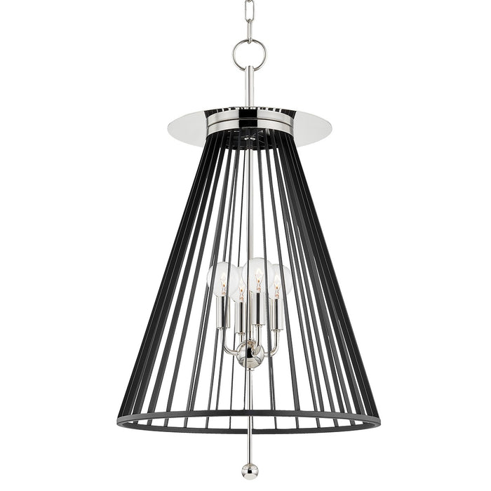 Hudson Valley 1018-PN/BK Four Light Pendant, Polished Nickel/Black