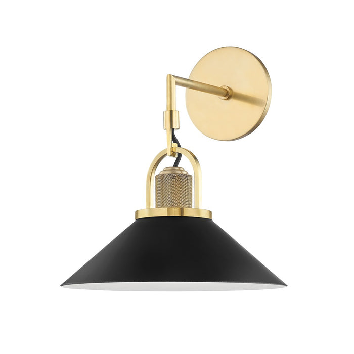 Hudson Valley 2601-AGB/BK One Light Wall Sconce, Aged Brass/Black