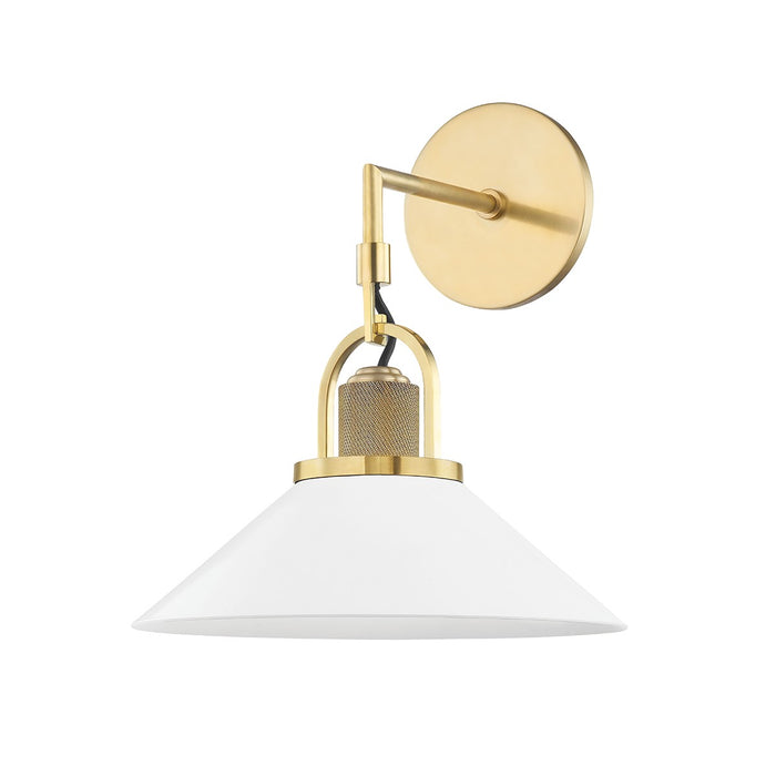 Hudson Valley 2601-AGB/WH One Light Wall Sconce, Aged Brass/Soft Off White