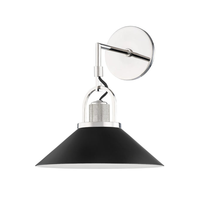 Hudson Valley 2601-PN/BK One Light Wall Sconce, Polished Nickel/Black