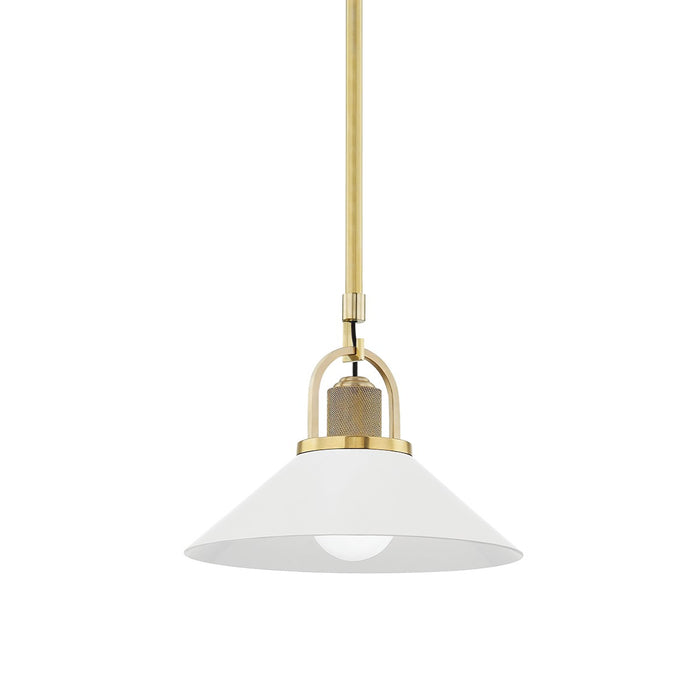Hudson Valley 2613-AGB/WH One Light Pendant, Aged Brass/Soft Off White