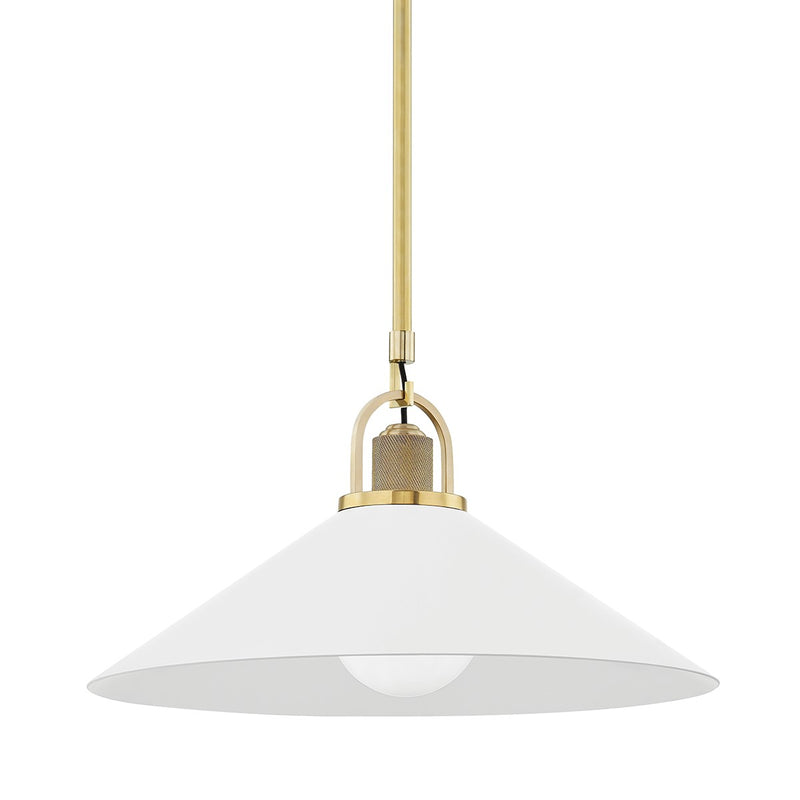 Hudson Valley 2620-AGB/WH One Light Pendant, Aged Brass/Soft Off White