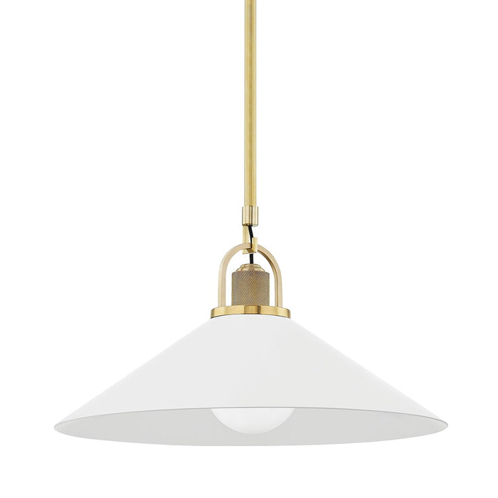 Hudson Valley 2620-AGB/WH One Light Pendant, Aged Brass/Soft Off White