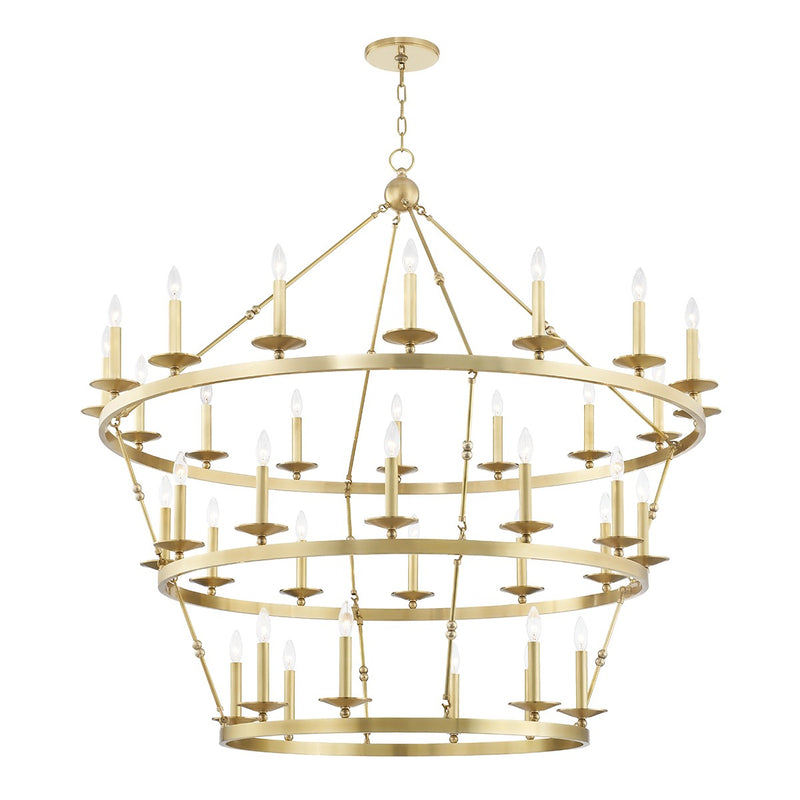 Hudson Valley 3258-AGB 36 Light Chandelier, Aged Brass