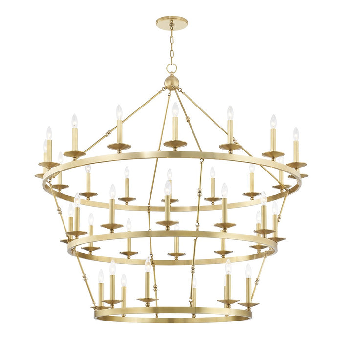 Hudson Valley 3258-AGB 36 Light Chandelier, Aged Brass