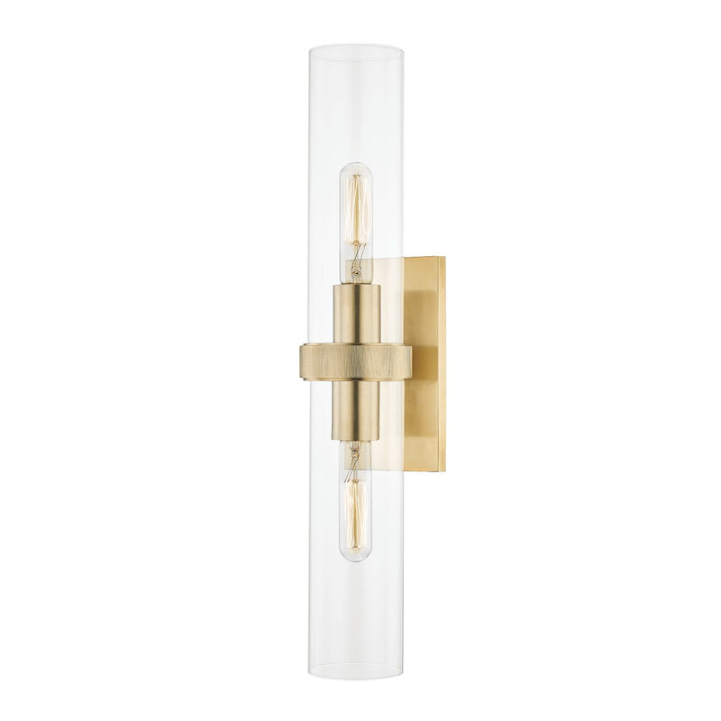 Hudson Valley 5302-AGB Two Light Wall Sconce, Aged Brass