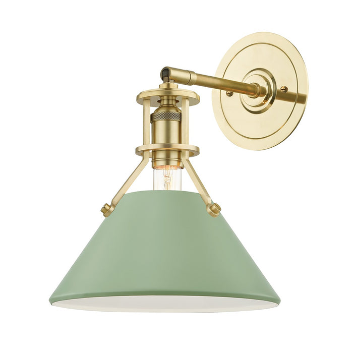 Hudson Valley MDS350-AGB/LFG One Light Wall Sconce, Aged Brass/Leaf Green Combo