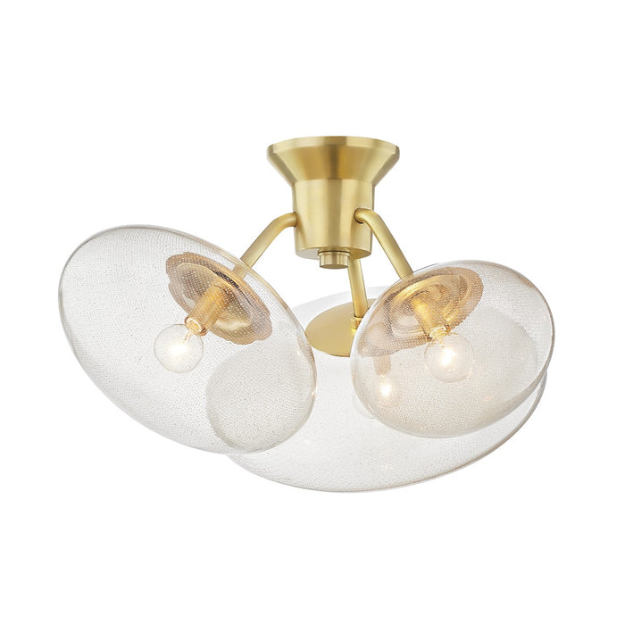 Hudson Valley KBS1471603-AGB Three Light Semi Flush Mount, Aged Brass