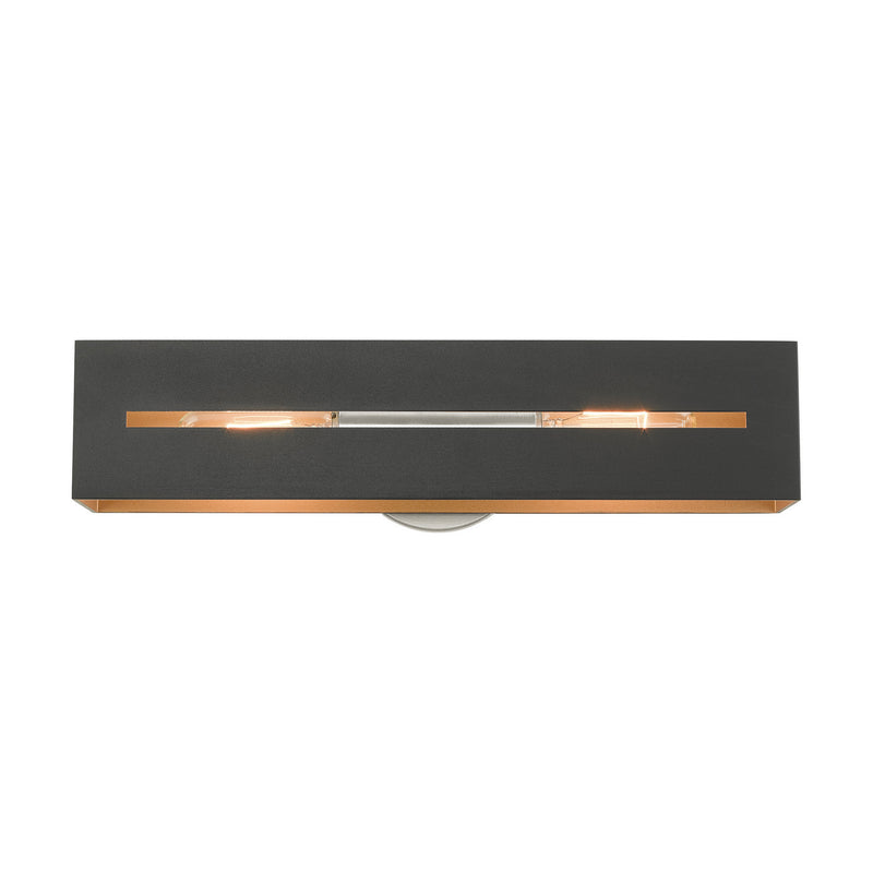 Livex Lighting 16682-14 Two Light Vanity, Textured Black w/ Brushed Nickels
