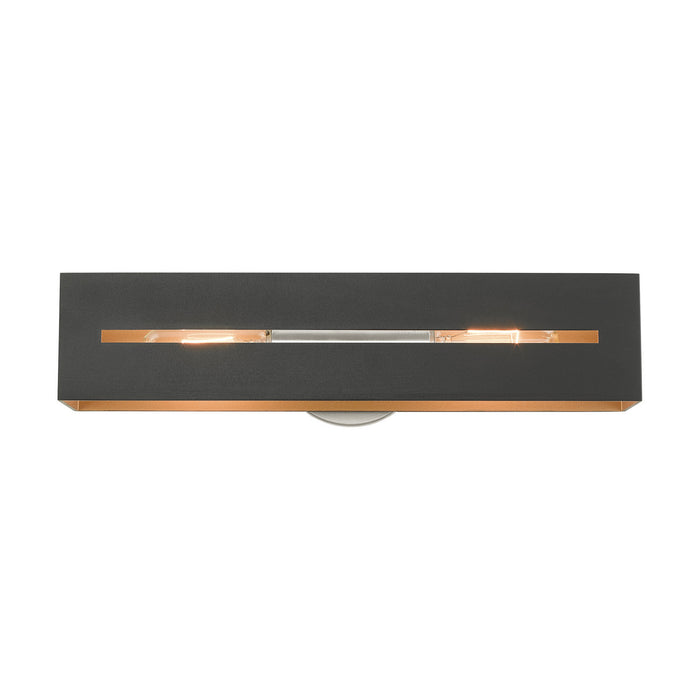 Livex Lighting 16682-14 Two Light Vanity, Textured Black w/ Brushed Nickels