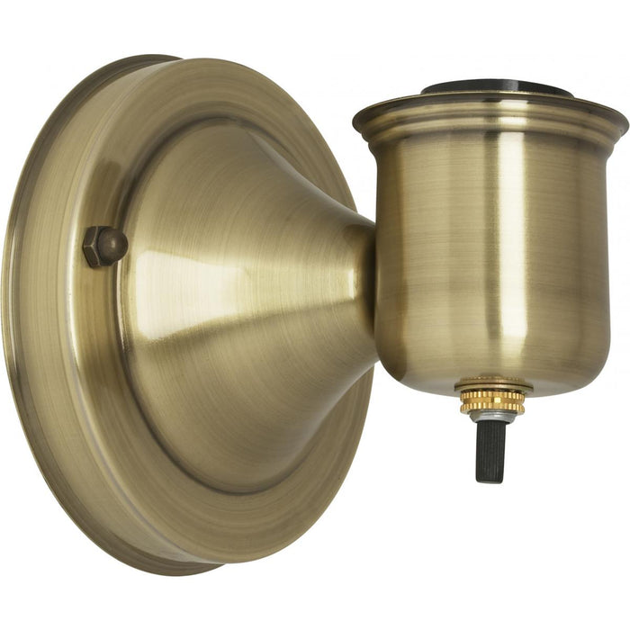 Satco 90-1407 1-5/8" Wired Wall Bracket With Bottom Turn Knob Switch, Antique Brass