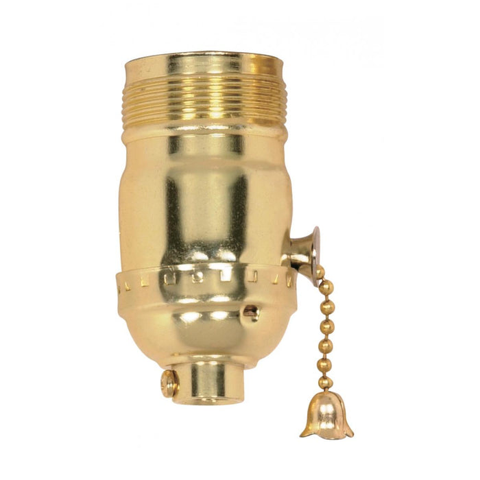 Satco 90-1409 On-Off Pull Chain Socket, Brite Gilt
