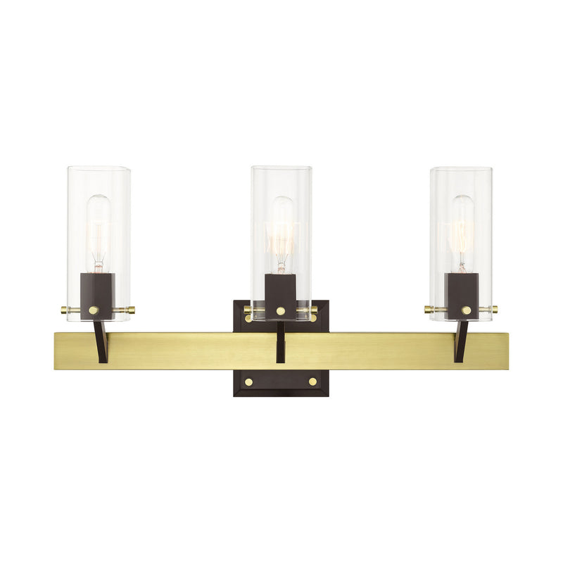 Livex Lighting 17823-12 Three Light Vanity, Satin Brass & Bronze