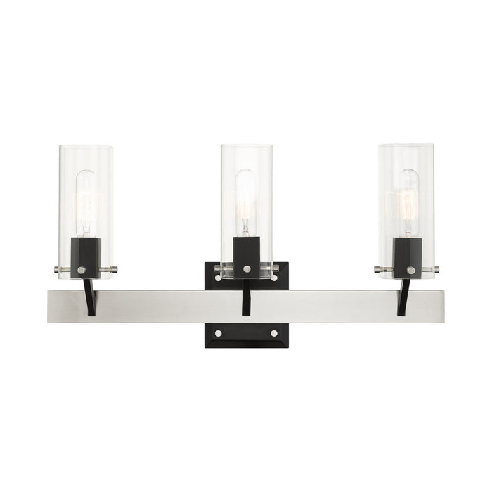 Livex Lighting 17823-91 Three Light Vanity, Brushed Nickel & Black