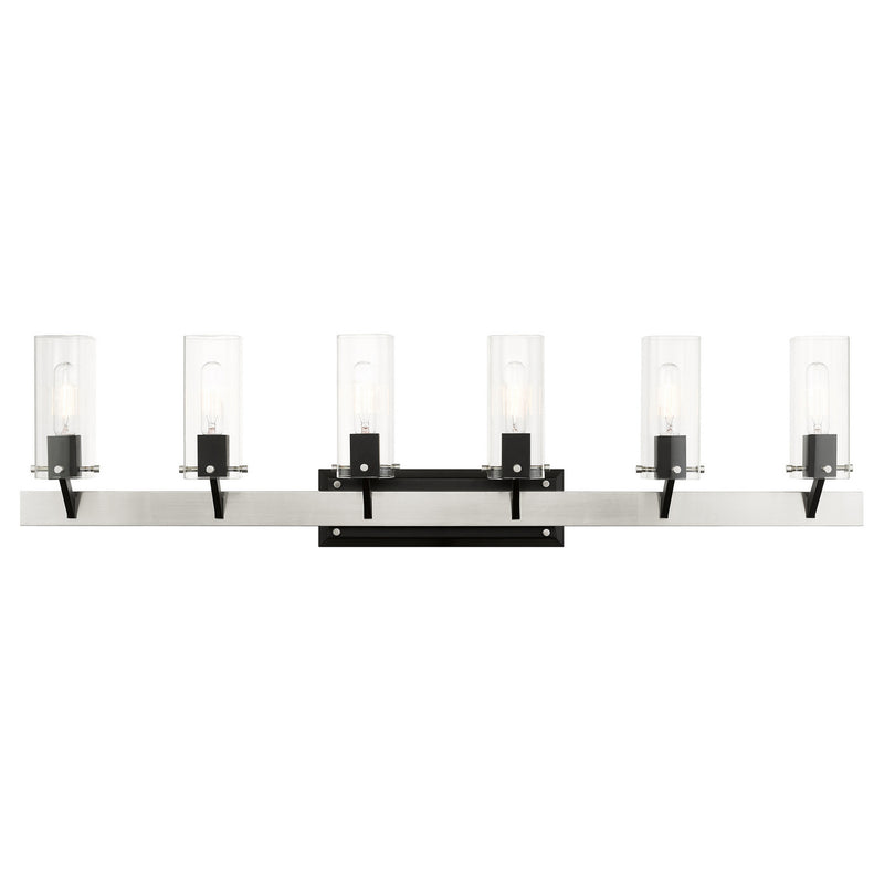 Livex Lighting 17826-91 Six Light Vanity, Brushed Nickel & Black