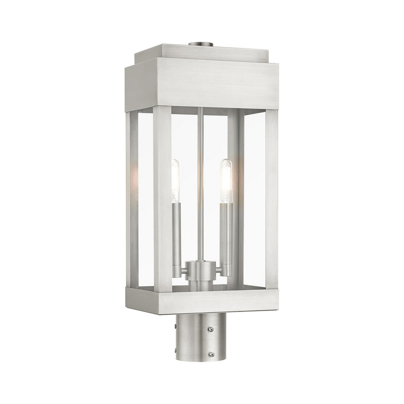 Livex Lighting 21236-91 Two Light Outdoor Post Top Lantern, Brushed Nickel