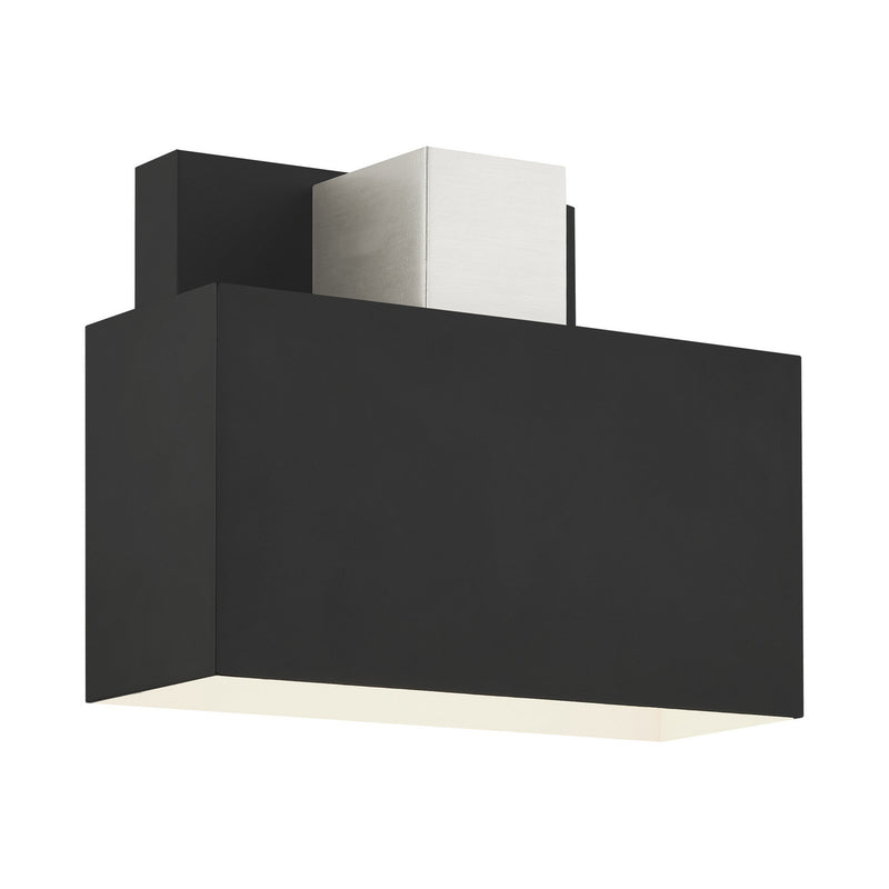 Livex Lighting 22422-04 One Light Outdoor Wall Sconce, Black w/ Brushed Nickels